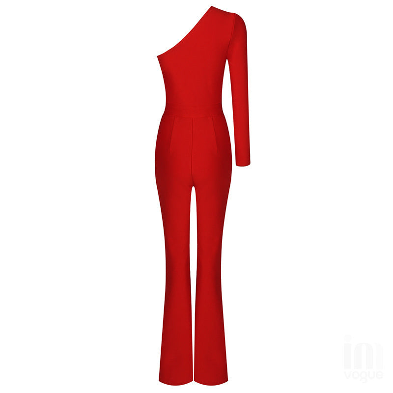 One Shoulder Mesh Panel Maxi Dress H3702
