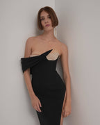 One Shoulder Pearl Embellished Bandage Dress H6212