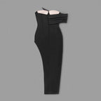 One Shoulder Pearl Embellished Bandage Dress H6212