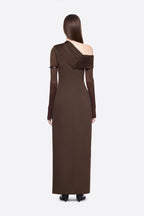 One Shoulder Pleated Gown H7133