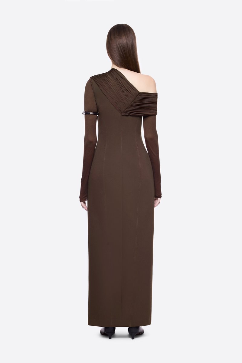 One Shoulder Pleated Gown H7133