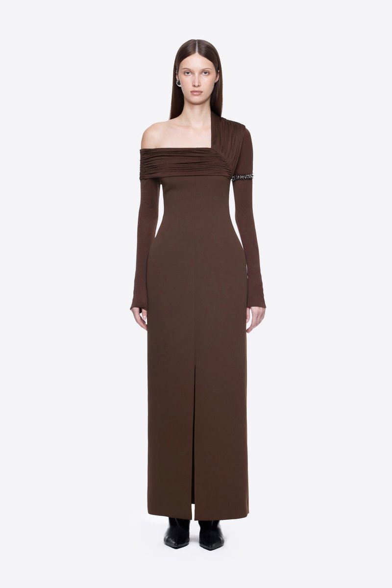 One Shoulder Pleated Maxi Dress H7133