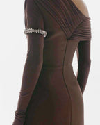 One Shoulder Pleated Maxi Dress H7133
