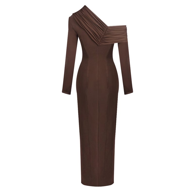 One Shoulder Pleated Maxi Dress H7133