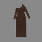 One Shoulder Pleated Maxi Dress H7133