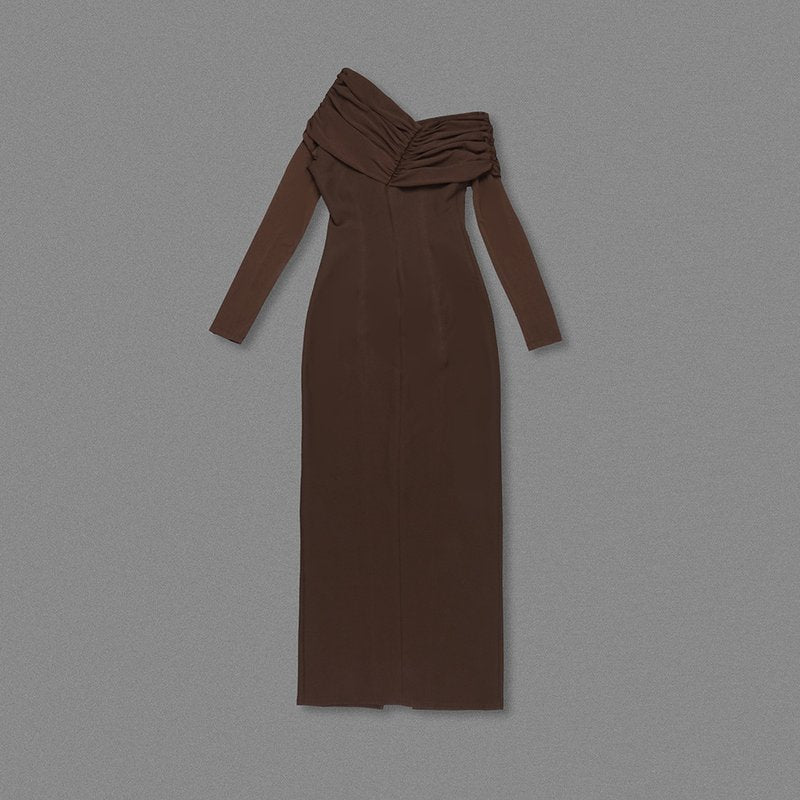 One Shoulder Pleated Maxi Dress H7133