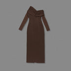 One Shoulder Pleated Maxi Dress H7133