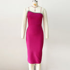 One Shoulder Rhinestone Bandage Midi Dress H6140