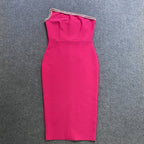 One Shoulder Rhinestone Bandage Midi Dress H6140