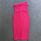 One Shoulder Rhinestone Bandage Midi Dress H6140