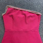 One Shoulder Rhinestone Bandage Midi Dress H6140