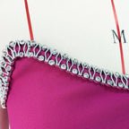 One Shoulder Rhinestone Bandage Midi Dress H6140
