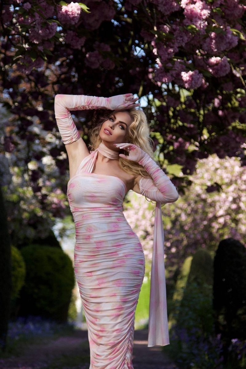 One Shoulder Ruched Gown with Long Gloves H5717