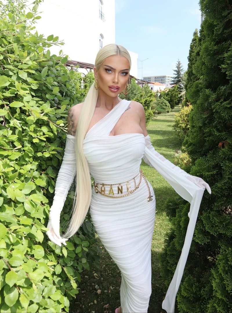 One Shoulder Ruched Gown with Long Gloves H5717