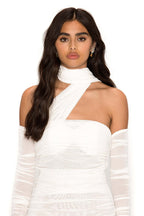 One Shoulder Ruched Gown with Long Gloves H5717
