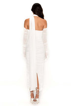 One Shoulder Ruched Gown with Long Gloves H5717