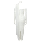 One Shoulder Ruched Gown with Long Gloves H5717