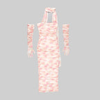 One Shoulder Ruched Gown with Long Gloves H5717