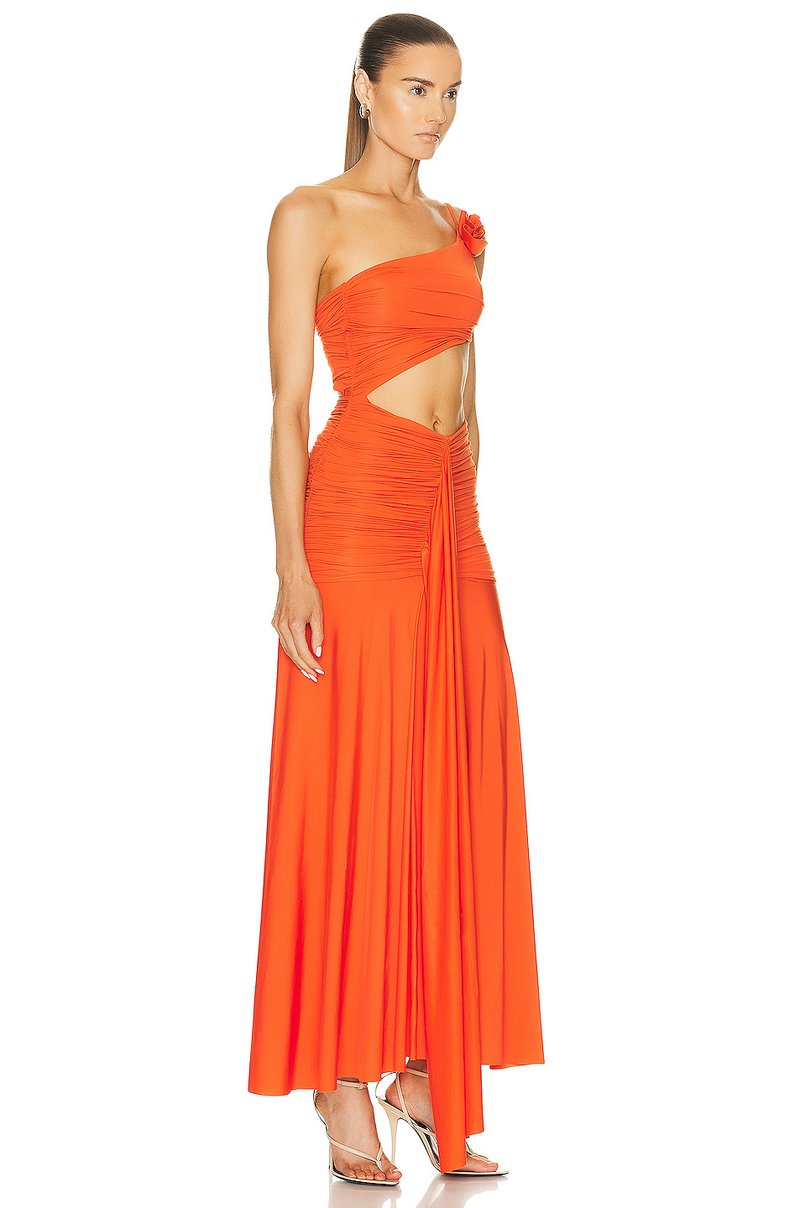 One Shoulder Ruched Maxi Dress H5963
