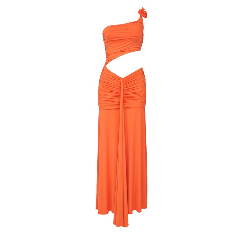 One Shoulder Ruched Maxi Dress H5963