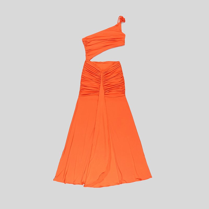 One Shoulder Ruched Maxi Dress H5963