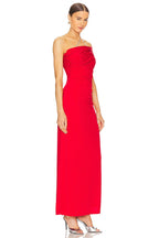 One Shoulder Ruched Red Maxi Dress H6345