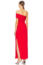 One Shoulder Ruched Red Maxi Dress H6345