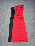 One Shoulder Ruched Red Maxi Dress H6345