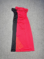 One Shoulder Ruched Red Maxi Dress H6345