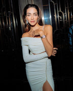 One Shoulder Ruched White Gown H6179