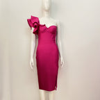 One Shoulder Ruffle Bandage Midi Dress H6151