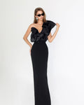 One Shoulder Ruffle Satin Gown H6530