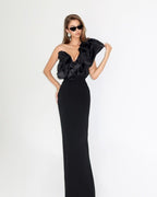 One Shoulder Ruffle Satin Gown H6530