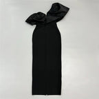 One Shoulder Ruffle Satin Gown H6530