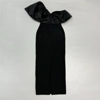 One Shoulder Ruffle Satin Gown H6530