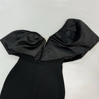 One Shoulder Ruffle Satin Gown H6530