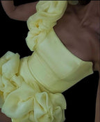 One Shoulder Ruffle Yellow Mini Dress H6386
