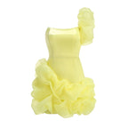 One Shoulder Ruffle Yellow Mini Dress H6386