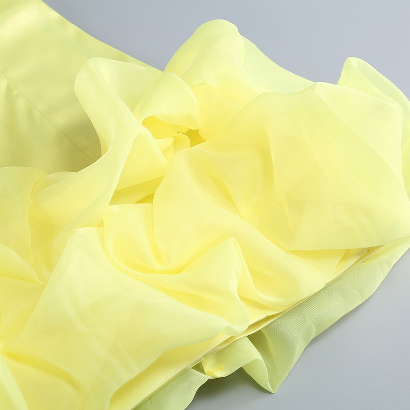 One Shoulder Ruffle Yellow Mini Dress H6386