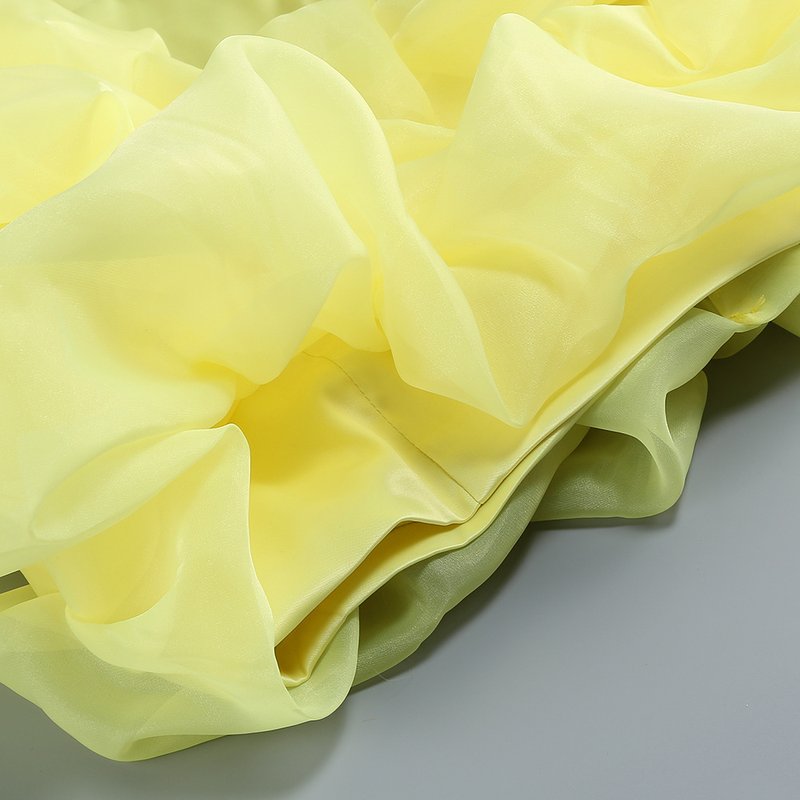 One Shoulder Ruffle Yellow Mini Dress H6386