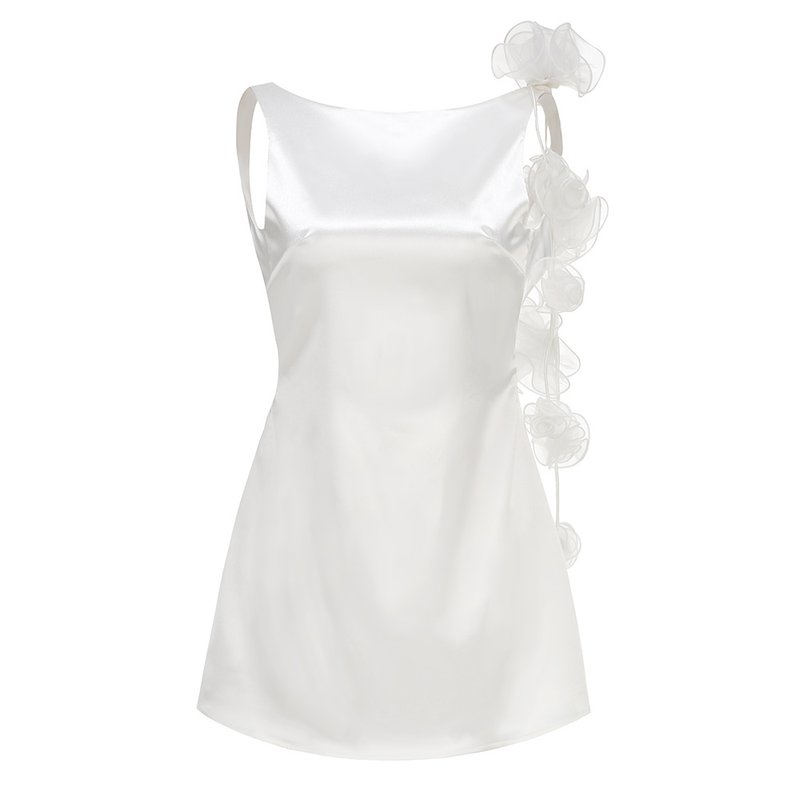 One Shoulder Satin Mini Dress H6700