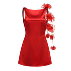 One Shoulder Satin Mini Dress H6700