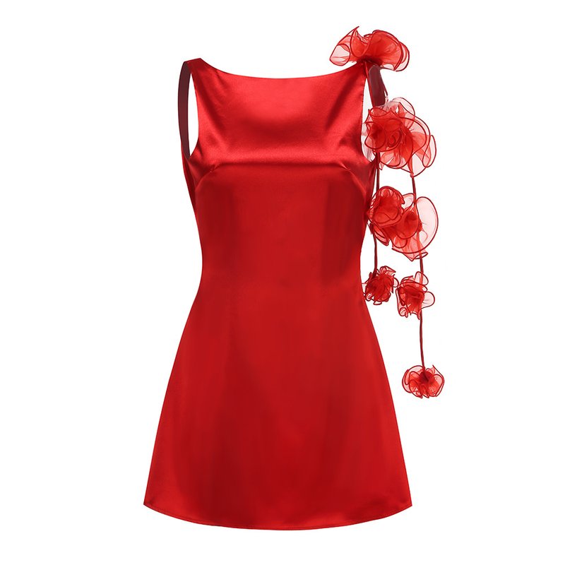 One Shoulder Satin Mini Dress H6700