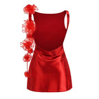 One Shoulder Satin Mini Dress H6700