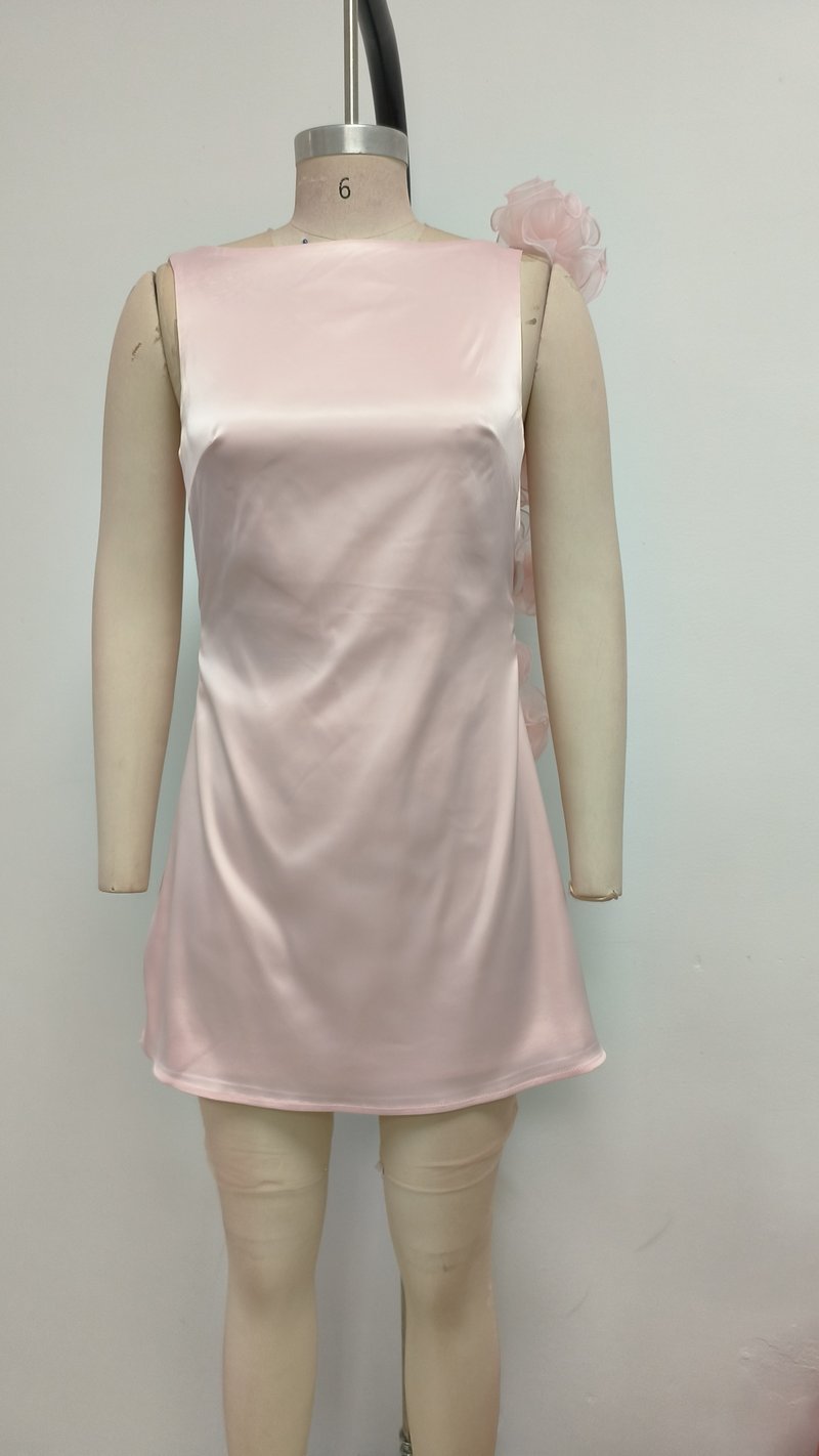 One Shoulder Satin Mini Dress H6700