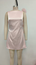 One Shoulder Satin Mini Dress H6700
