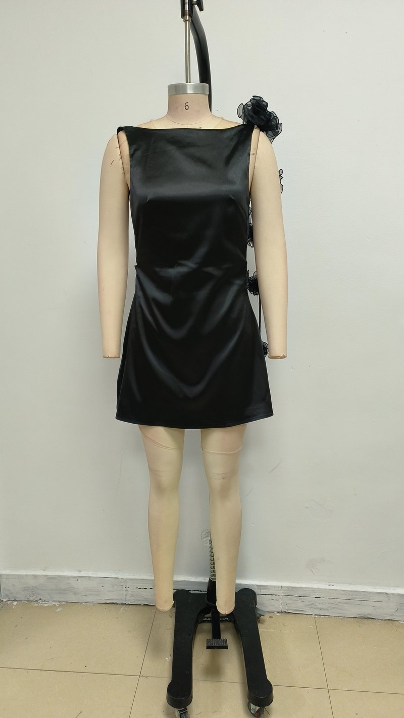 One Shoulder Satin Mini Dress H6700