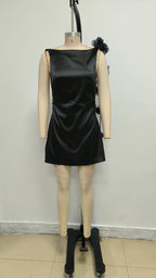 One Shoulder Satin Mini Dress H6700
