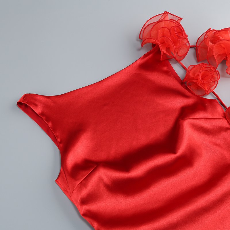 One Shoulder Satin Mini Dress H6700