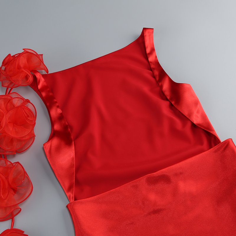 One Shoulder Satin Mini Dress H6700